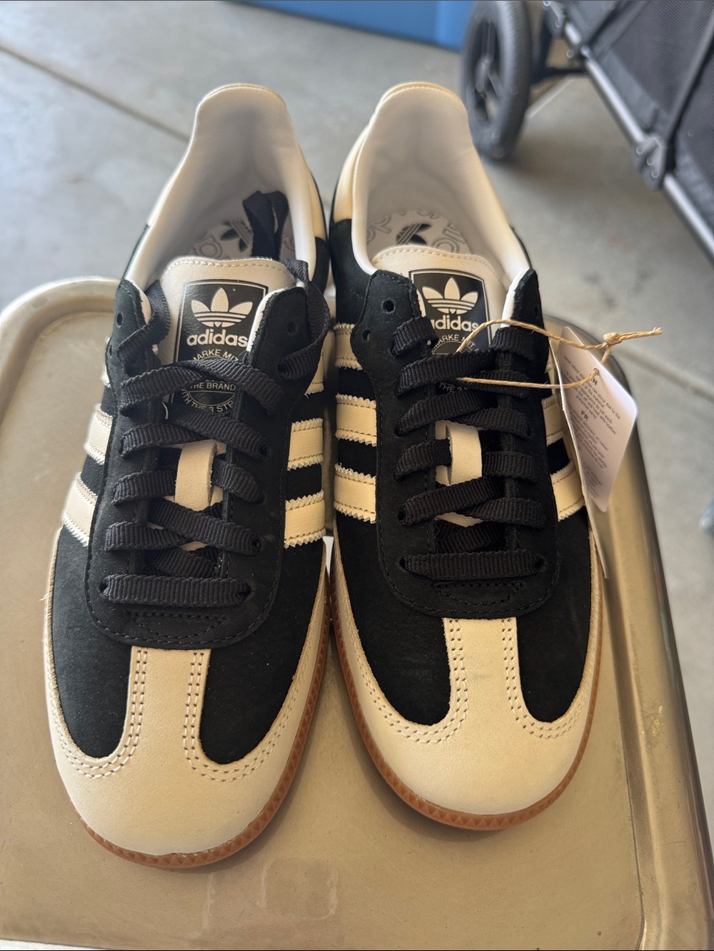 adidas Samba OG Black and Cream Suede Leather Sneakers - Picture 2 of 2